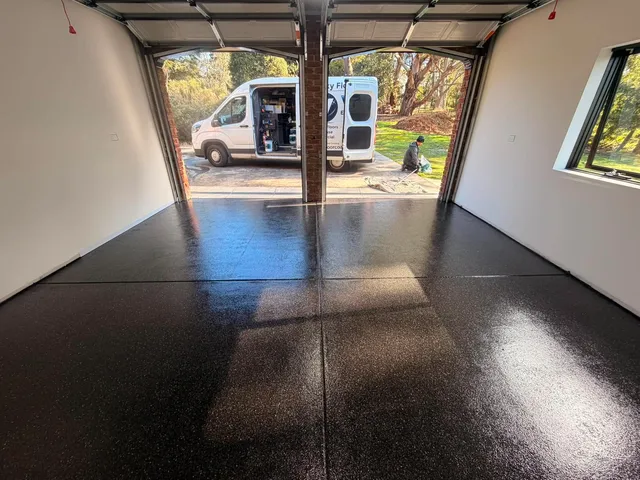 Epoxy garage floor — salt and pepper finish