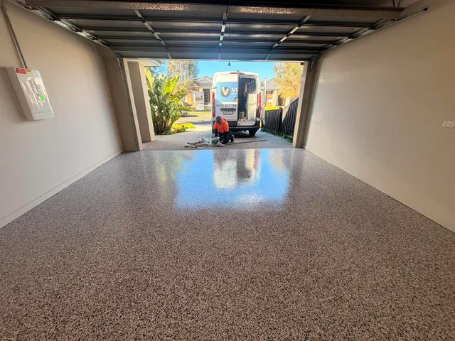 Epoxy commercial floor — Vinnie on site