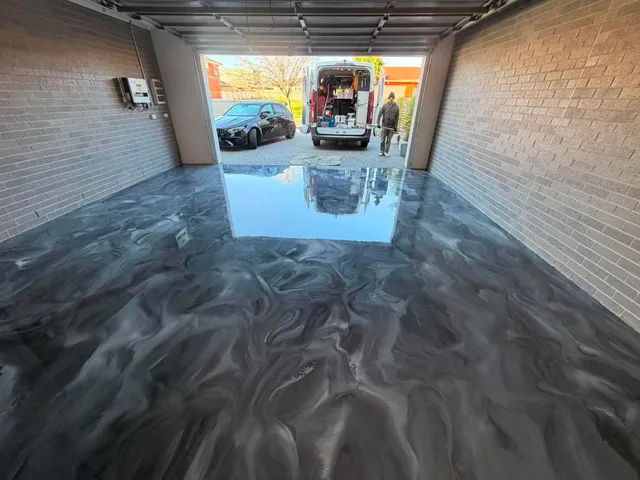 Epoxy commercial floor — Vinnie on site