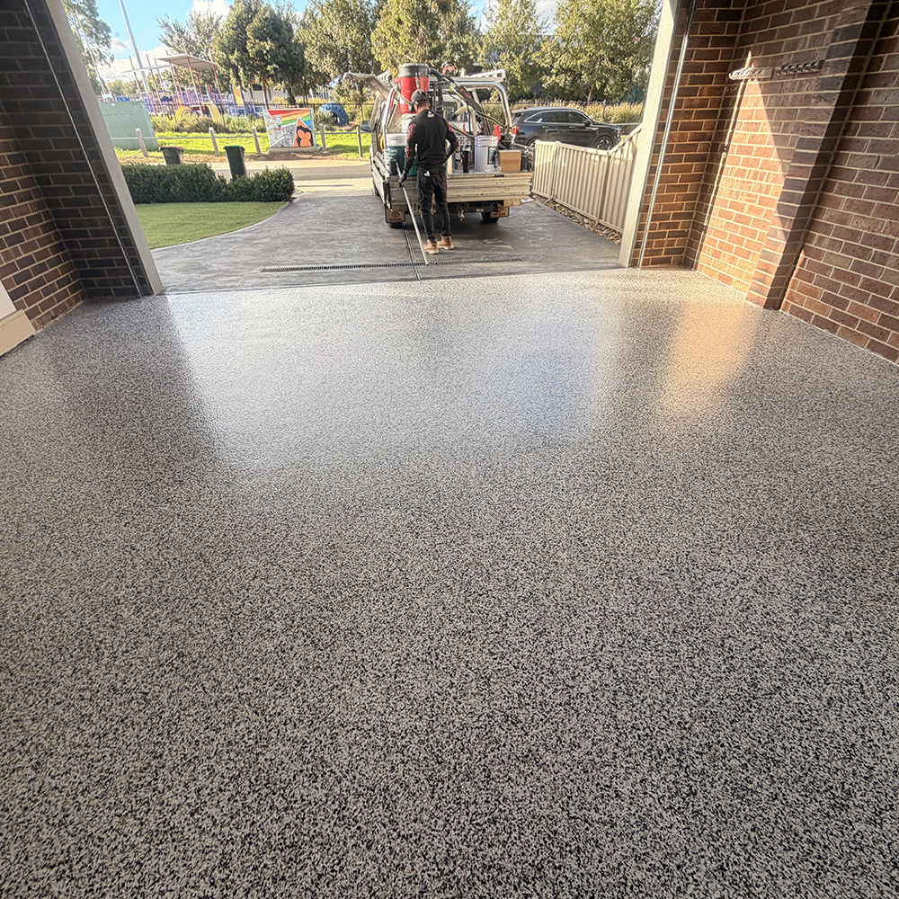 Epoxy commercial floor — Vinnie on site