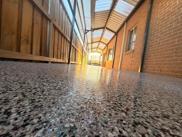 Epoxy garage floor — salt and pepper finish